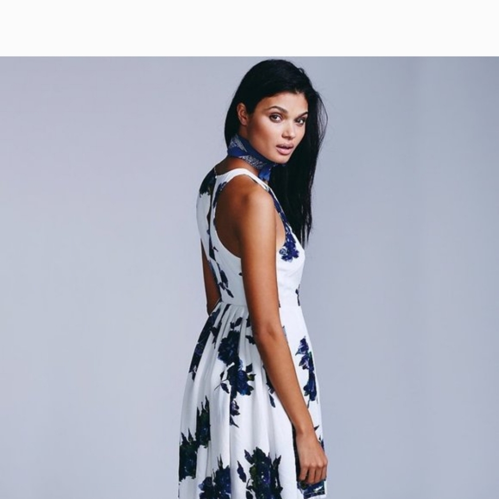 Free People Blue Floral Fit & Flare Dress